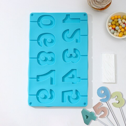 Силиконовая форма для шоколада "Цифры на палочке"