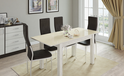 Стол обеденный раскладной Бруно 60, крафт белый/лакобель ваниль