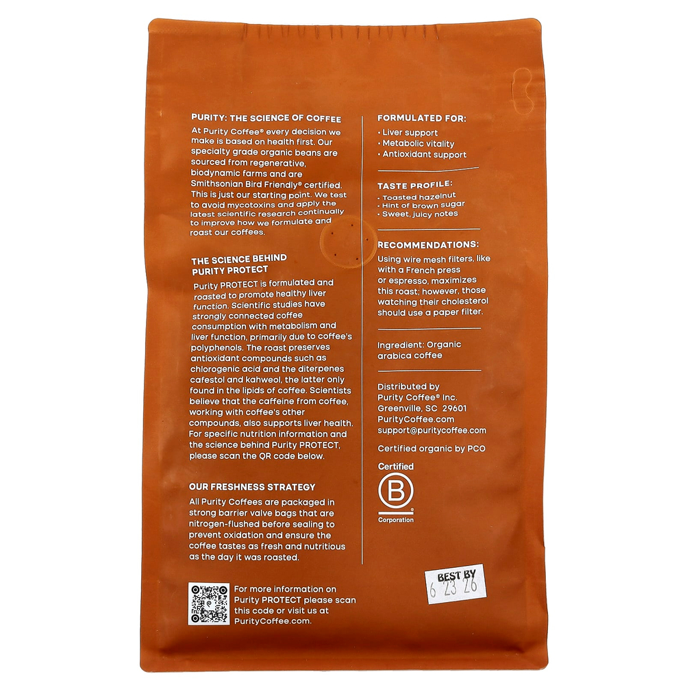Purity Coffee, Protect, цельные бобы, легкая и средняя обжарка, 340 г (12 унций)