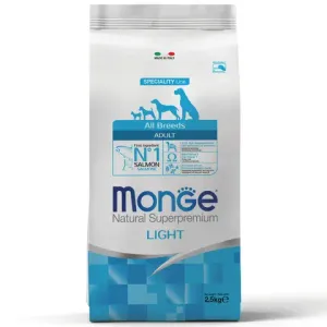 Уценка! Повр.упак. / Cухой корм Monge Dog Speciality Line Light для взрослых собак всех пород, низкокалорийный, лосось с рисом