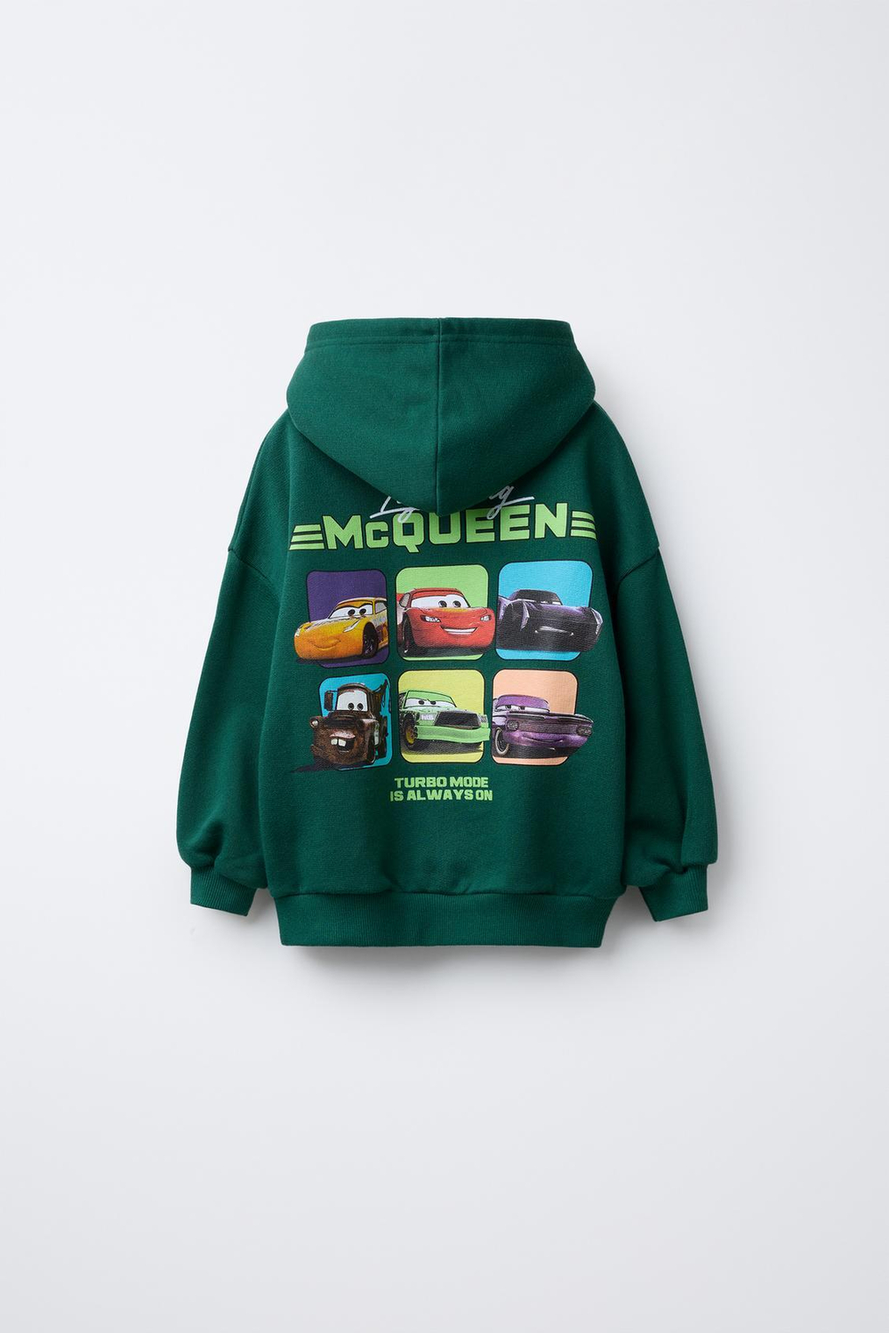 ZARA ТОЛСТОВКА С ПРИНТОМ CARS RAYO MCQUEEN © DISNEY, БУТЫЛОЧНО-ЗЕЛЕНЫЙ