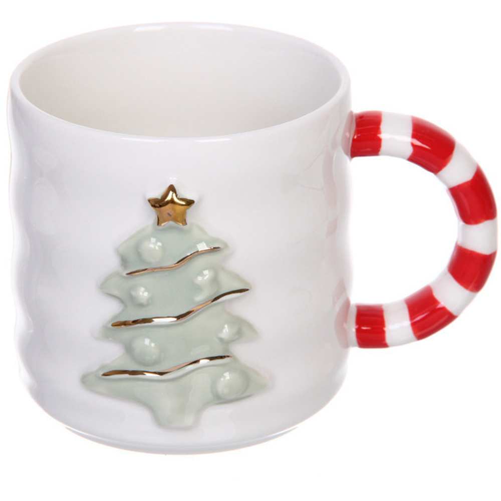 Кружка керамическая 380мл «Новогодняя ёлочка» с крышкой и ложкой