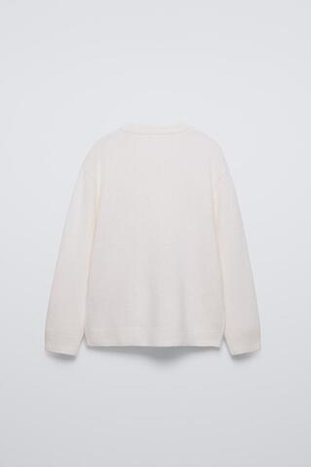 ZARA СВИТЕР ИЗ 100% КАШЕМИРА, ЖЕЛТОВАТО-БЕЛЫЙ
