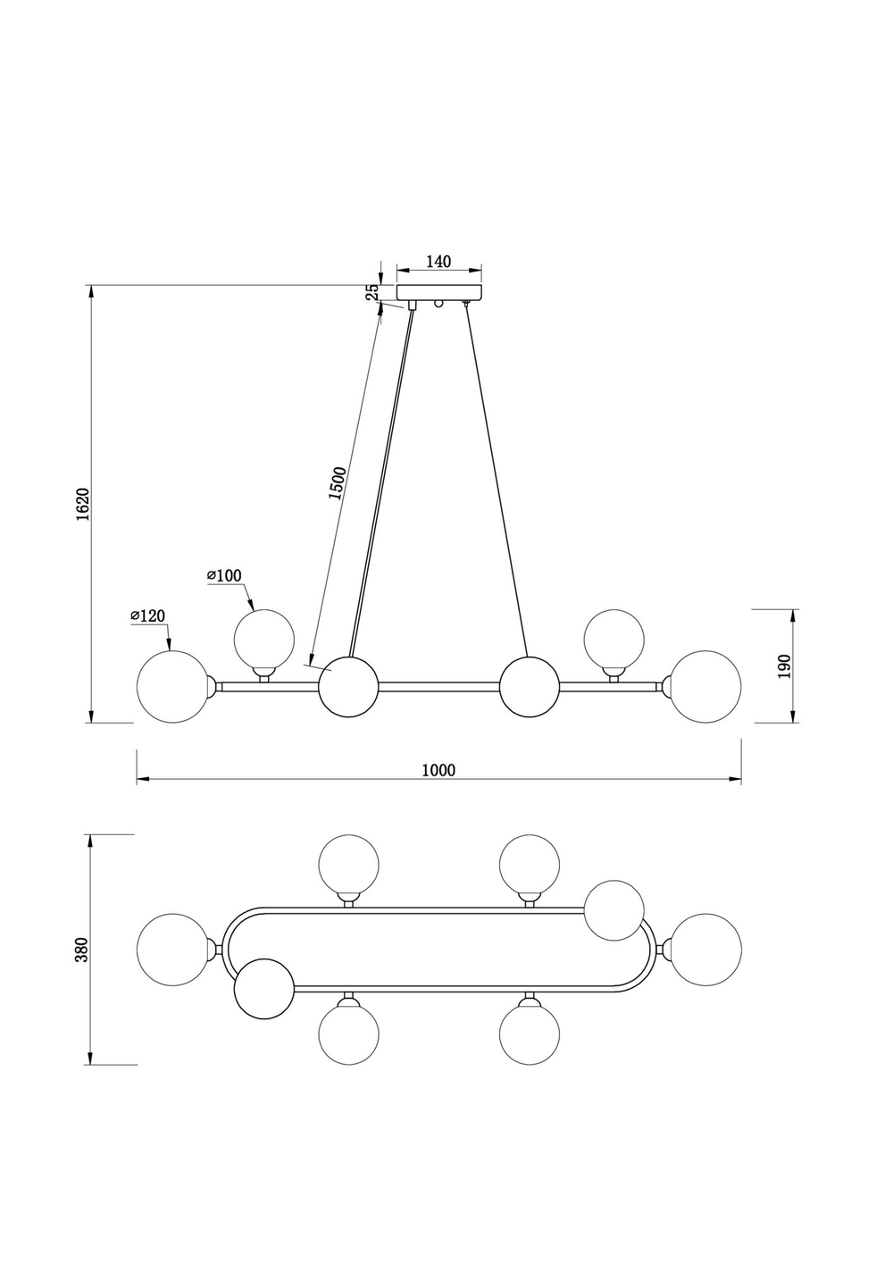 Подвесной светильник Freya Globos FR5222PL-08B