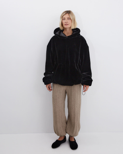 Анорак из искусственного меха стриженной норки черный