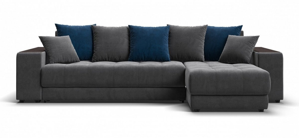 Угловой диван Дубай Велюр Монолит серый, Велюр Монолит синий