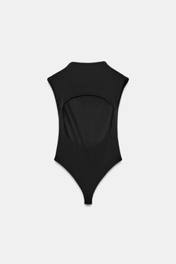 ZARA БОДИ С ВЫРЕЗАМИ ИЗ ЭЛАСТИЧНОЙ ТКАНИ, ЧЕРНЫЙ
