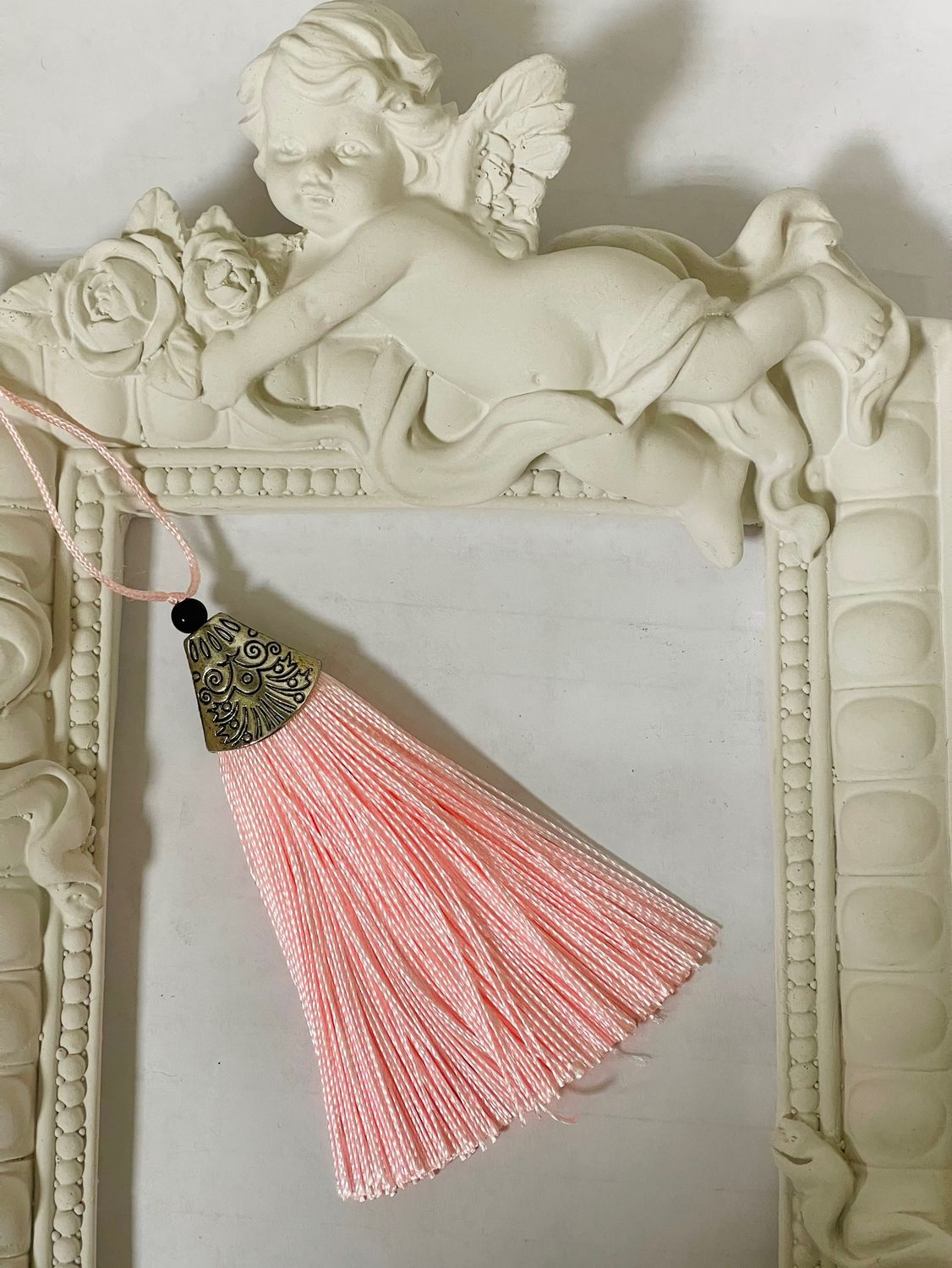 декоративная кисточка, цвет нежно-розовый, с металлическим наконечником .9см