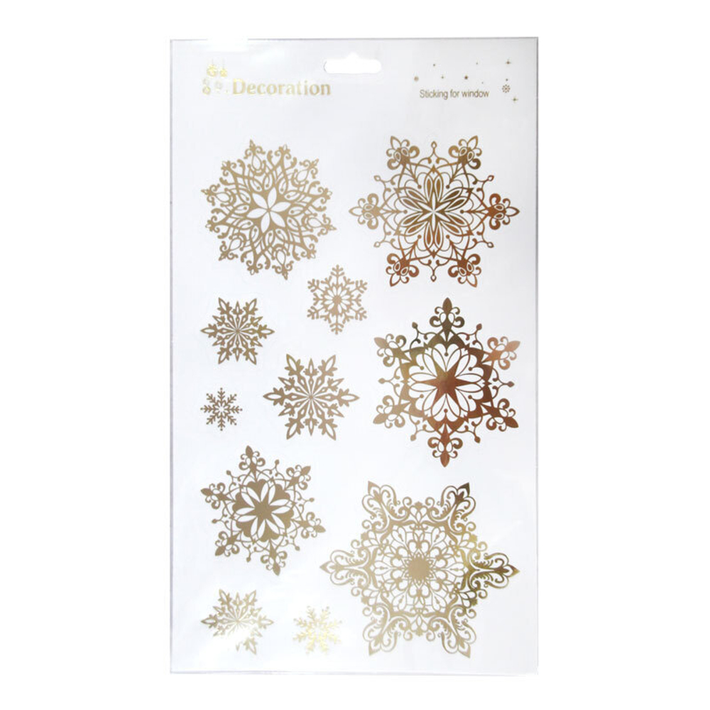 Новогодний декор, Наклейки "Золотые снежинки"  28*17 см