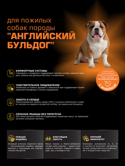 Quattro корм для пожилых собак породы Английский бульдог (5+), с индейкой, 12 кг, QUATTRO