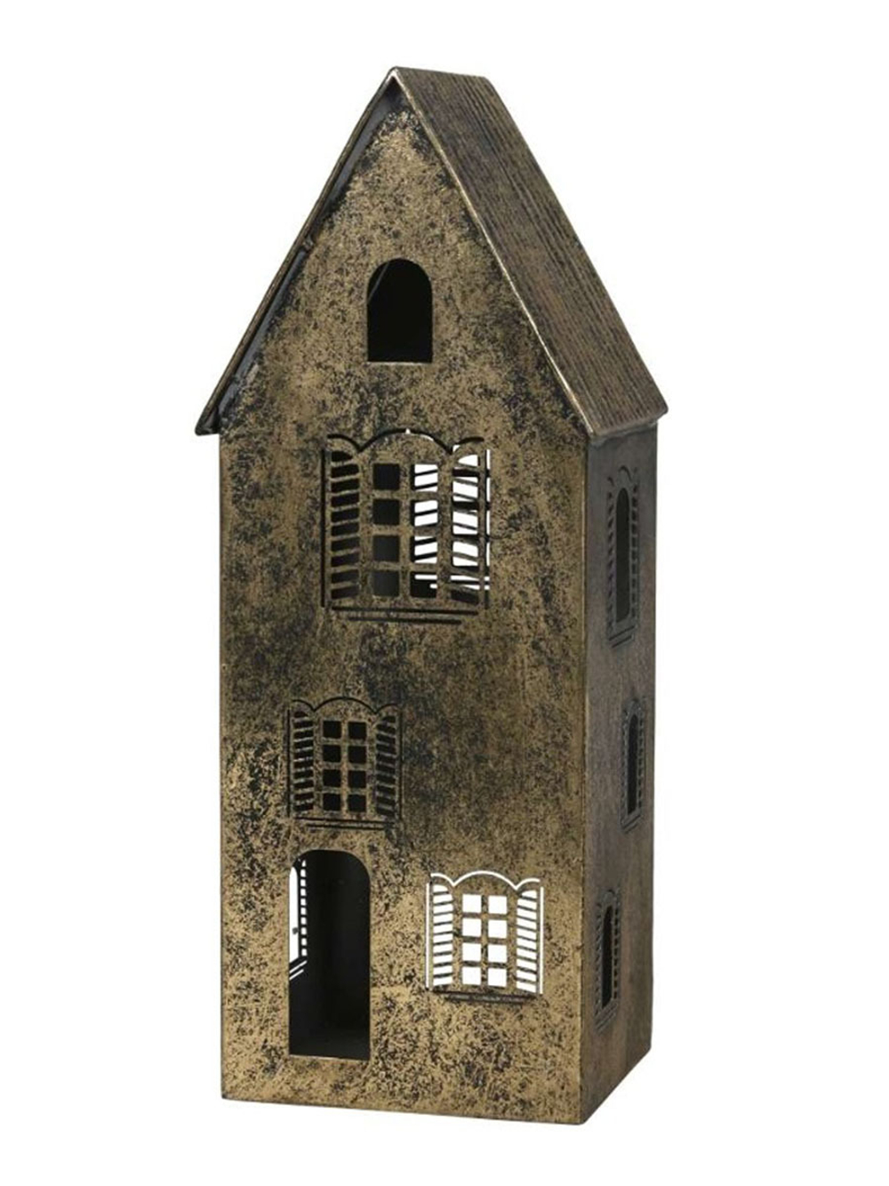 Подсвечник "Домик" большой античное золото 16x16xH42 см