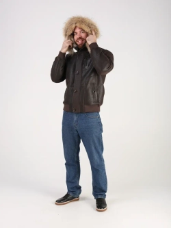 Дубленка натуральная куртка зимняя с капюшоном