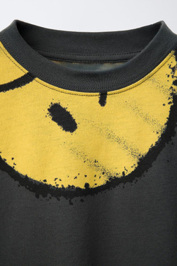 ZARA ФУТБОЛКА С ПРИНТОМ SMILEYWORLD ®, АНТРАЦИТОВО-СЕРЫЙ