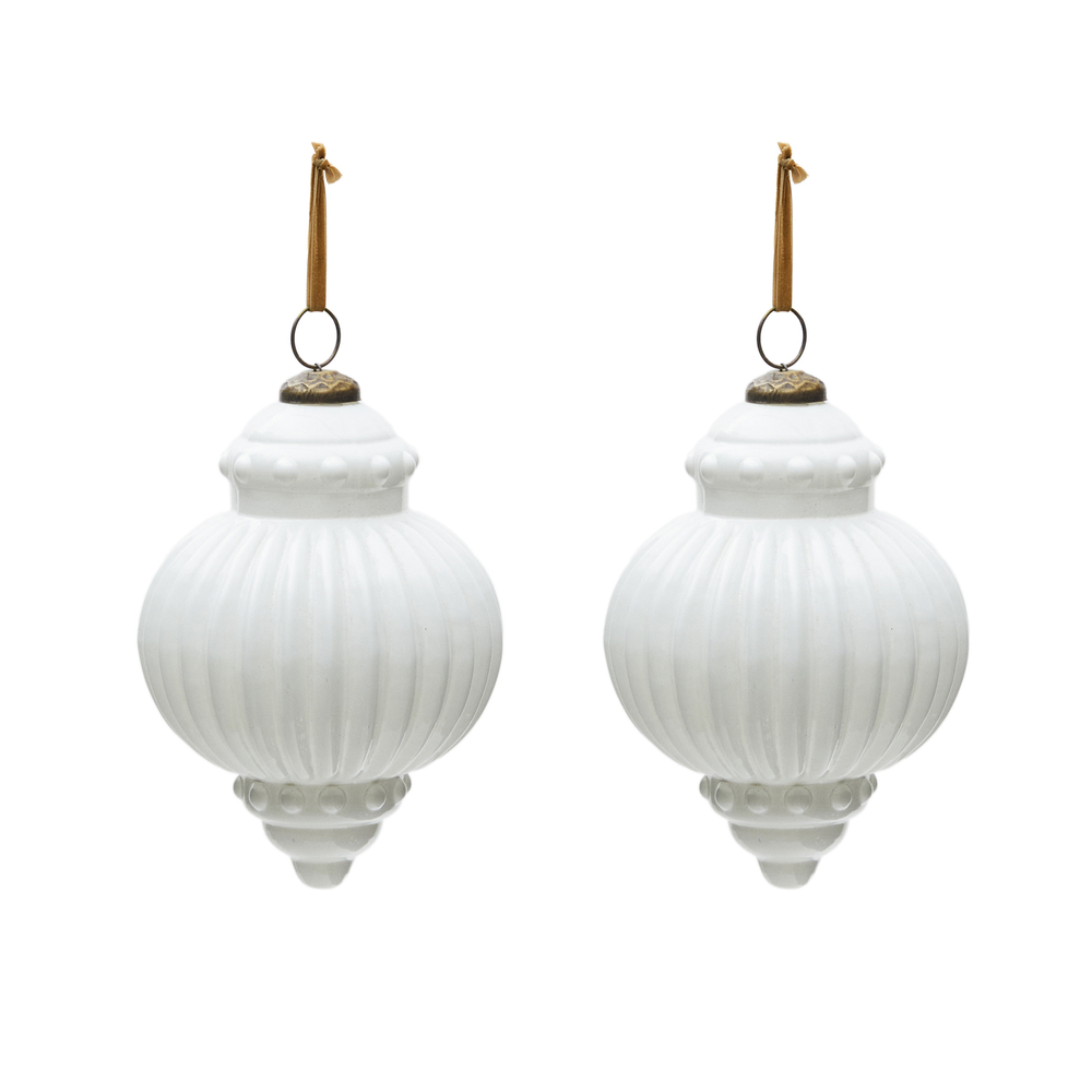 Набор из 2 рождественских шаров Irlo из белого переработанного стекла, Ø 13 см