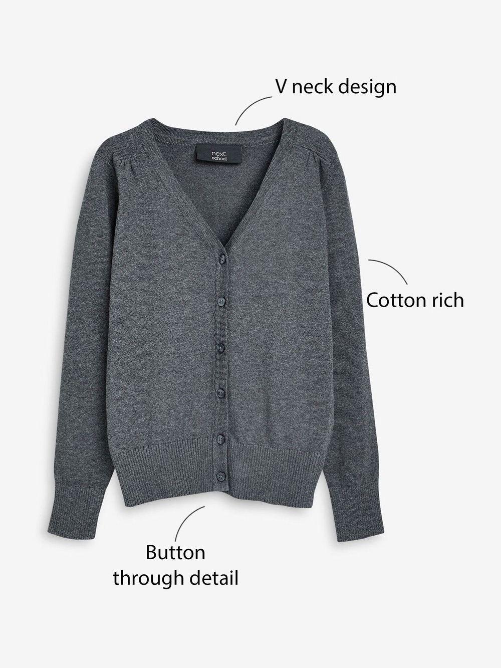 Кардиган школьный для девочки Next 358-245, Серый