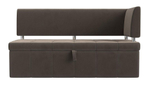 Диван кухонный прямой Стоун с углом правый, Коричневый, Велюр, 107269