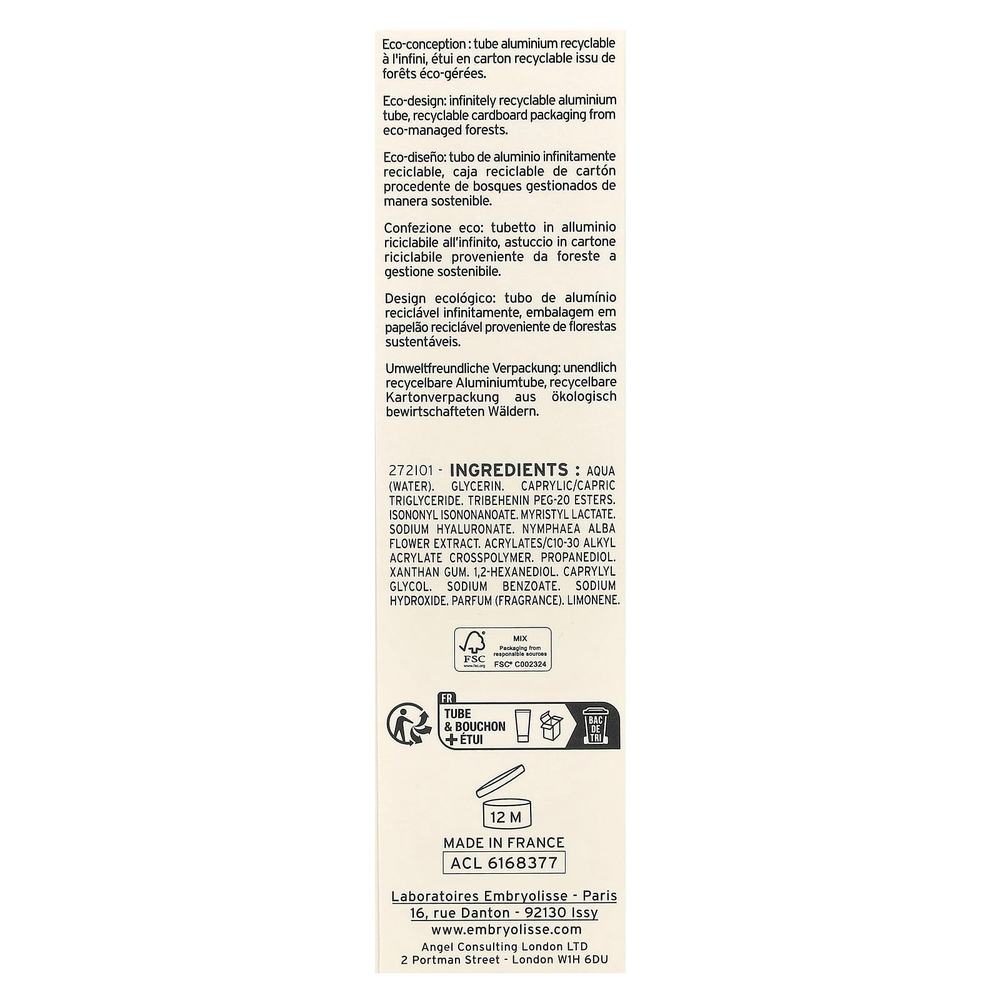 Embryolisse, Hydra-Cream, легкий увлажняющий крем, свежесть, 40 мл (1,35 жидк. унции)