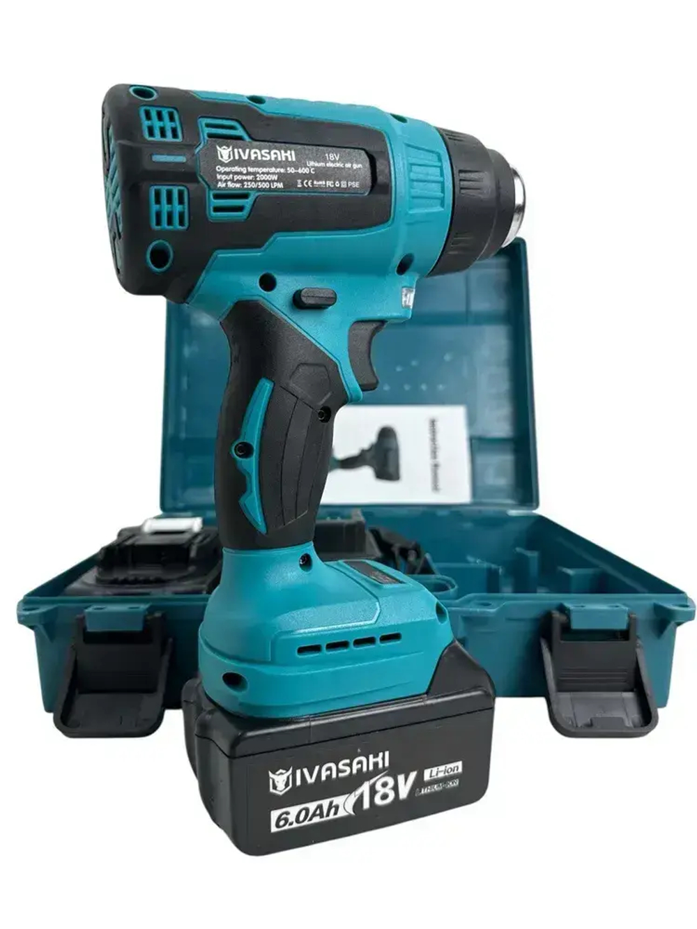 Фен аккумуляторный строительный 2 аккумулятора в комплекте