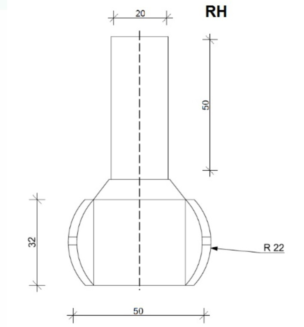 PCD профильная фреза D.50*32*90 Z2+2 S20 R22