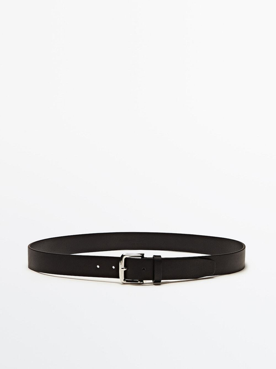 Massimo Dutti Ремень из мягкой кожи наппа, черный