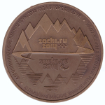 Памятная настольная медаль зимних олимпийских игр 2014 в г. Сочи. От президента Российской Федерации. Бронза 60 мм. В родной коробке