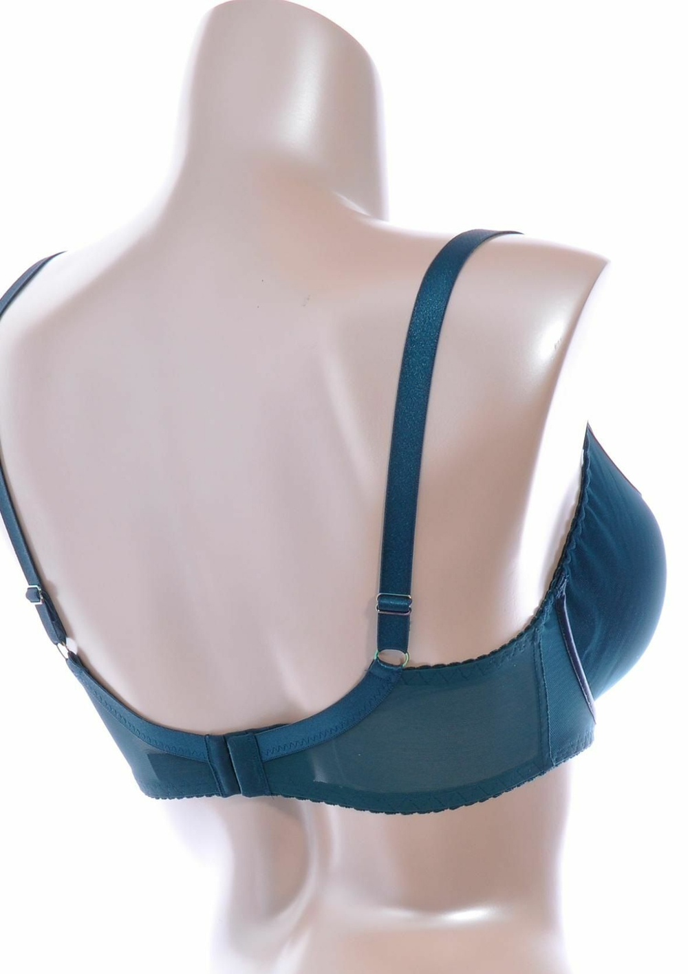 Изумрудный бюстгальтер на косточках plus size с декоративными бретелями (Размер: 100F) (Цвет: изумрудный)