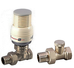 Комплект терморегулирующего оборудования для радиатора прямой 3/4" (термоголовка, термоклапан, запорный клапан) Lavita