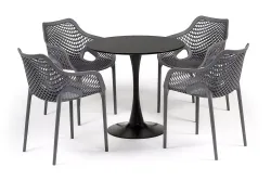 "Беллини" обеденная группа на 4 персоны, цвет темно-серый
