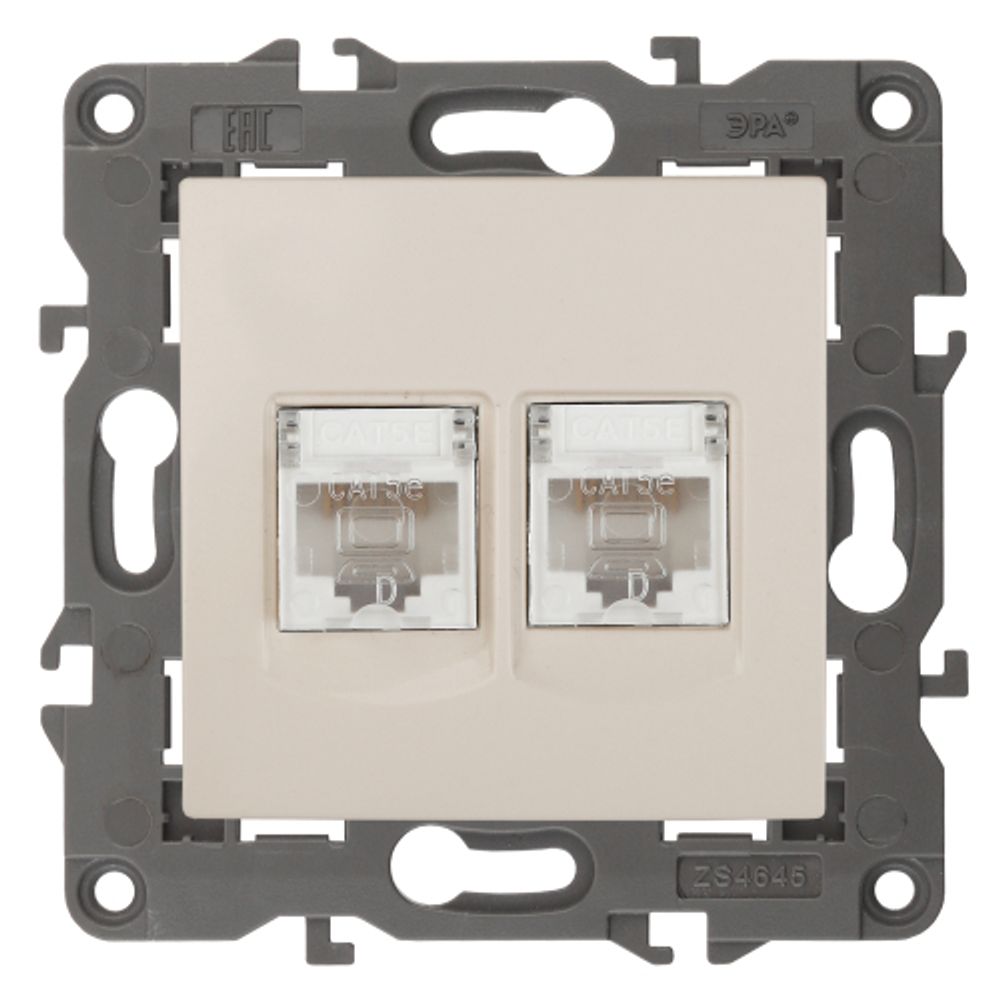 14-3108-02 ЭРА Розетка 2хRJ45, IP20, сл.кость