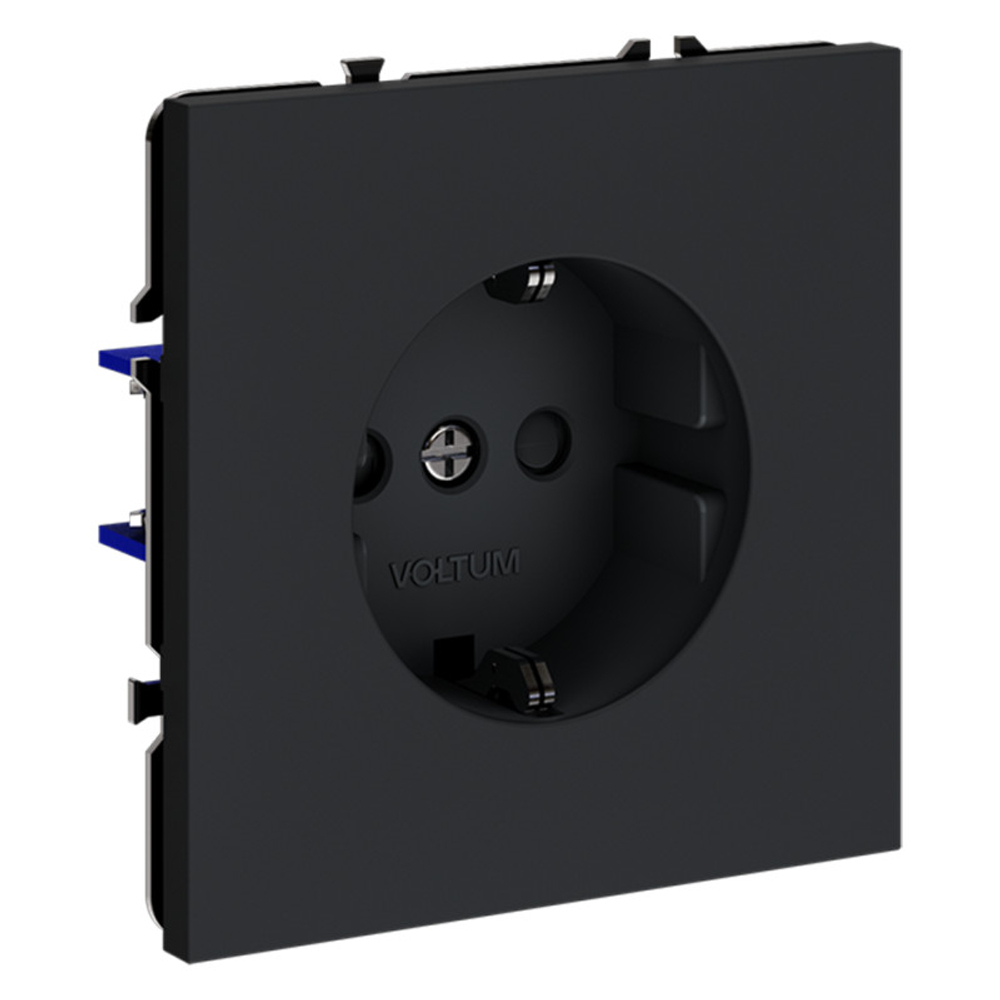 Розетка встраиваемая VOLTUM S70 с заземлением и защитными шторками, 16А, (графит)