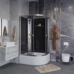 Душевая кабина Niagara E100, асимметричная, чёрный профиль, тропический душ