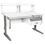 Растущая парта СУТ 25 с задними полками СУТ.15.240 и навесной тумбой (1200×880 мм)