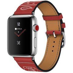 Ремешок кожаный COTEetCI W13 Fashion LEATHER (WH5219-RD-42) для Apple Watch 44мм/ 42мм Красно-белый