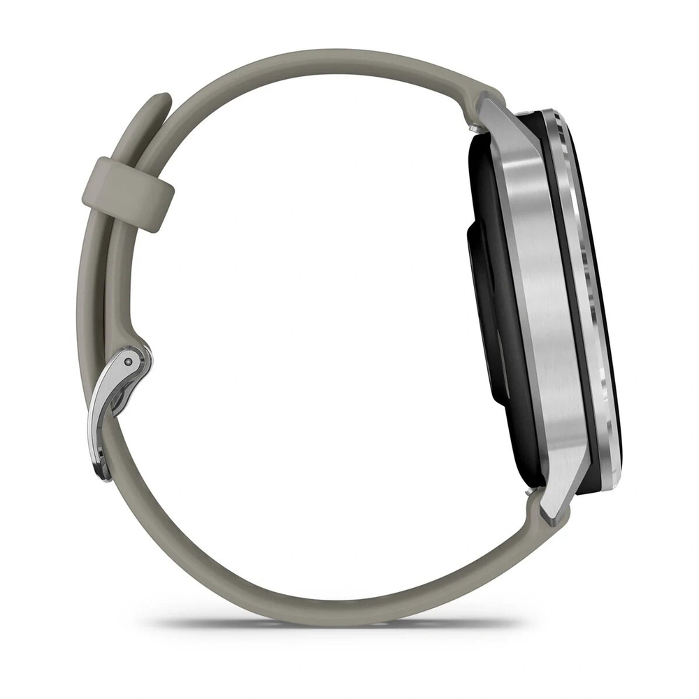 Умные часы Garmin Venu 4 45мм Серебристые с серым силиконовым ремешком (010-03014-41)