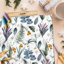 Ткань блэкаут маслом нарисованные полевые листья