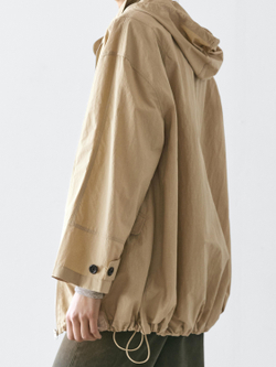 Massimo Dutti Парка объемного кроя с капюшоном, светло-бежевый