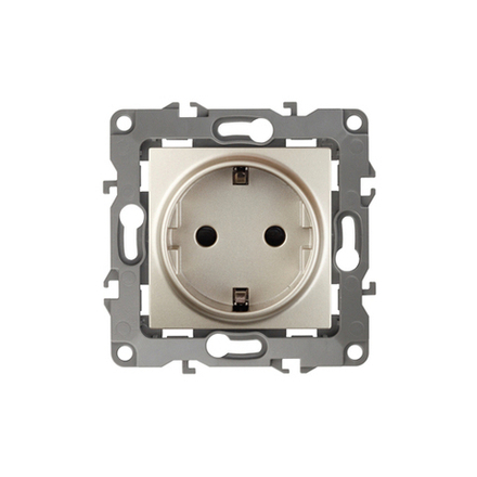 12-2102-04 ЭРА Розетка 2P+E Schuko со шторками, 16A-250В, IP20, Эра12, шампань