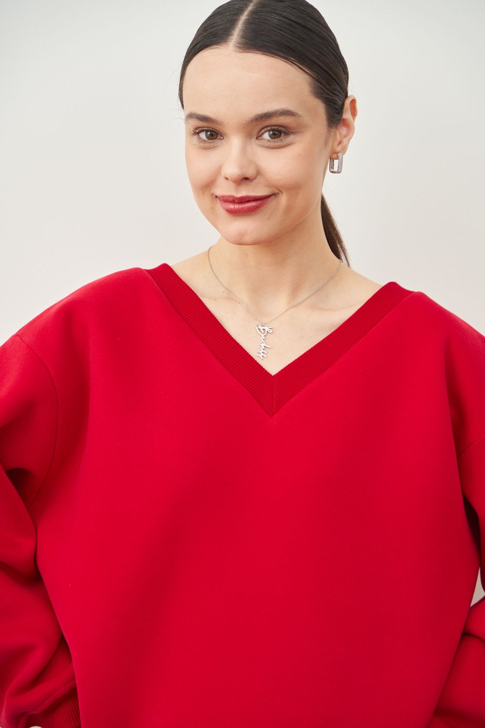 СВИТШОТ С V-ВЫРЕЗОМ КРАСНЫЙ