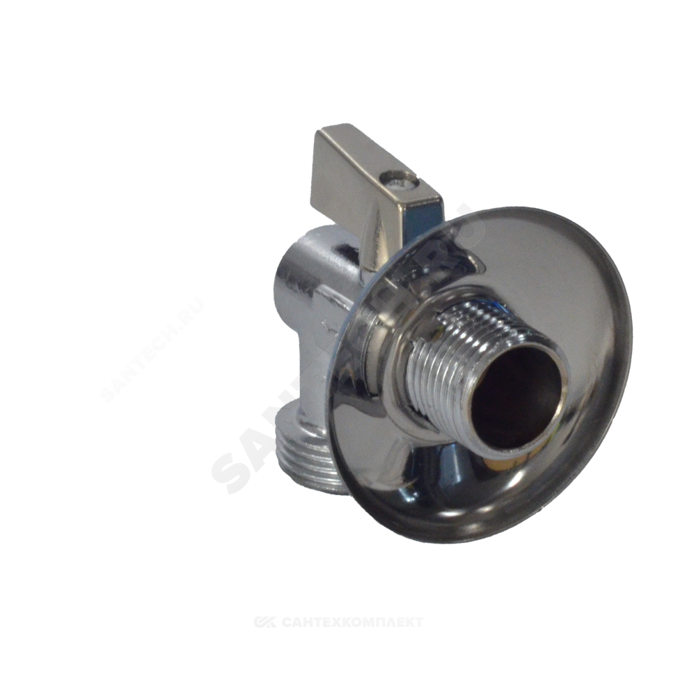 Кран шаровой латунь бытовой хром угловой R614 G1/2"х3/4" Ру10 НР переходной флажок с отражателем Giacomini R614X004