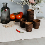 Набор деревянных текстурированных рюмок (стопок) из древесины сосны. R16