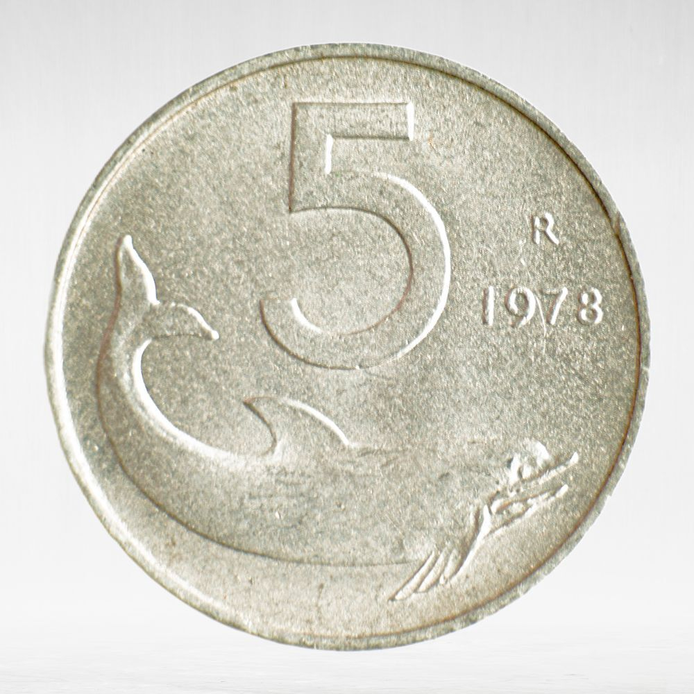 Italy 5 Lire 1978 R "Dolphin", VF