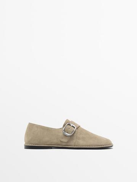 Massimo Dutti Мягкие лоферы с пряжкой, песочно-коричневый