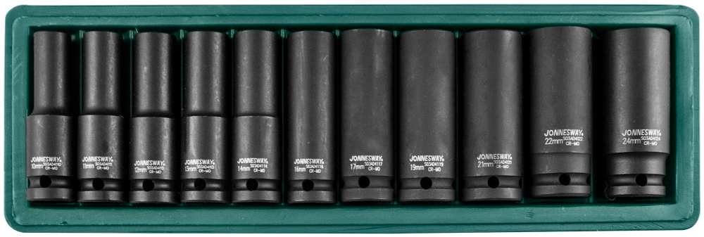 S03AD4111S Набор головок торцевых ударных глубоких 1/2"DR, 10-24 мм, 11 предметов