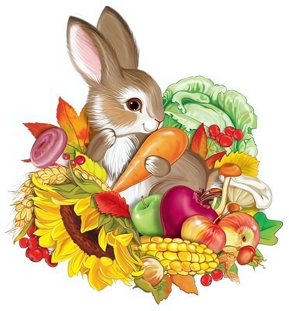 Плакат вырубной А4 двух-ий "Зайчик в дарах осени" (Сфера)