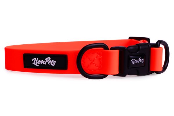 Ошейник из биотана LionPets с пластиковой пряжкой, оранжевый, размер L обхват шеи 33-55 см, ширина 2,0 см