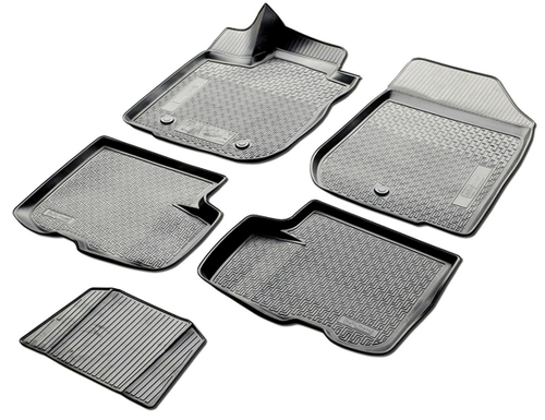 Коврики в салон автомобиля Rival для Renault Logan II поколение седан 2014-2018 2018-н.в./Logan Stepway седан 2018-н.в., полиуретан, с крепежом, 5 частей, 14702001