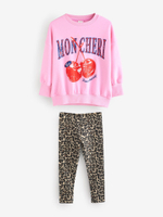 Толстовка и легинсы в комплекте для девочки Next E61-411, Розовый, Коричневый