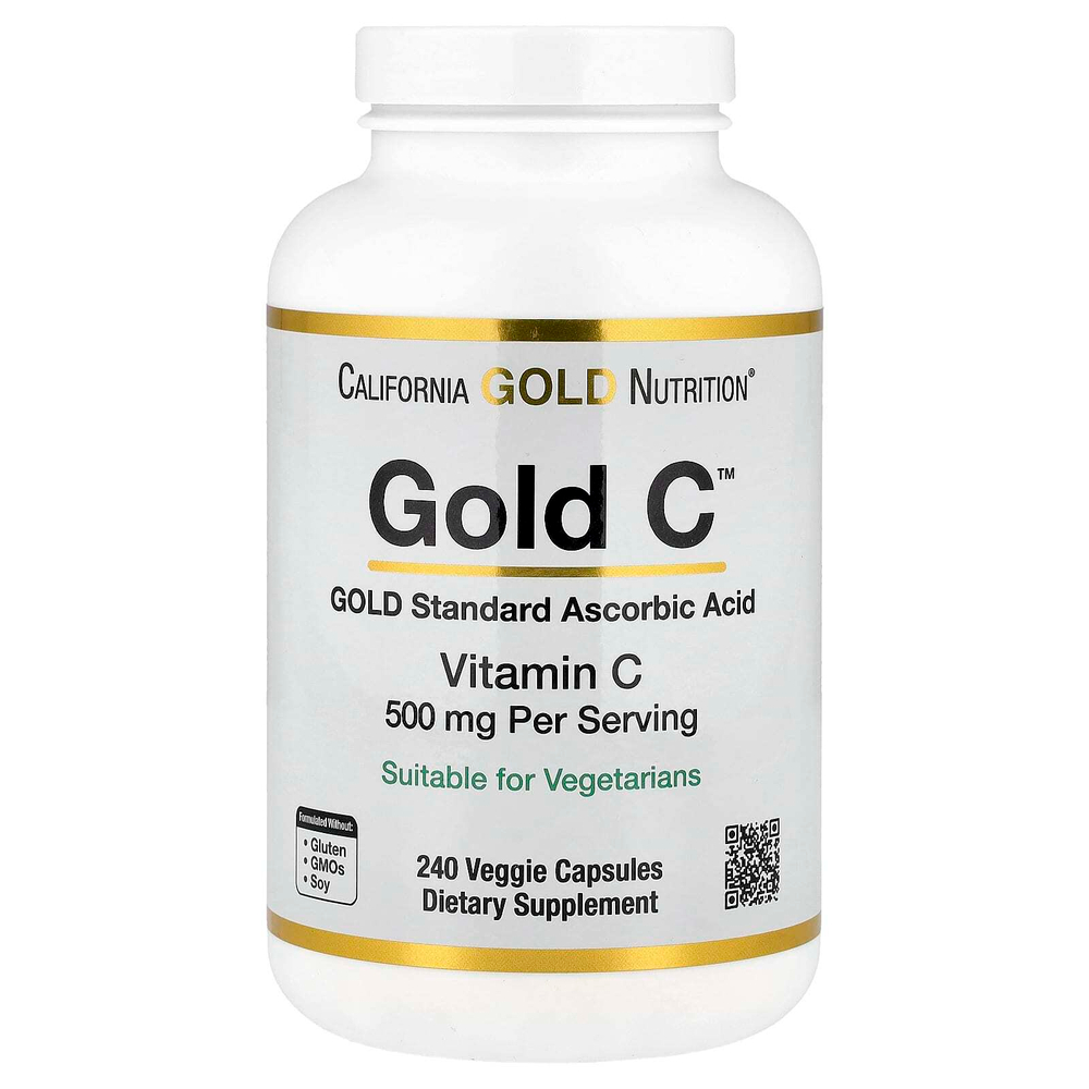 California Gold Nutrition, Gold C™, витамин C класса USP, 500 мг, 240 вегетарианских капсул