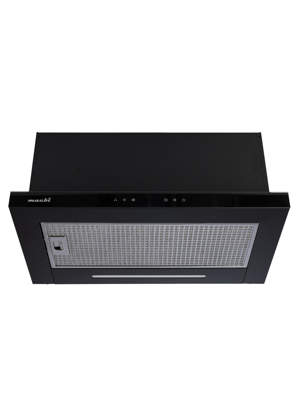 Вытяжка кухонная MACBI Perfa-60G-S/S (BLACK) черный, D150мм, 1200м3/ч, полновстраиваемая, мотор 230Ватт, стекло 60см, сенсорное управление + управление жестами, освещение светодиодное 5W