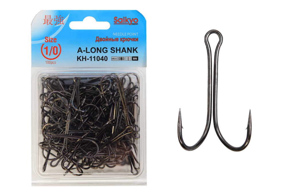 Крючки Saikyo двойн.Long Shank KH-11040  BN №1/0 (100шт)